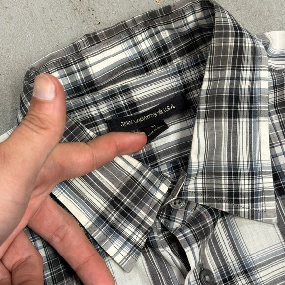 John Varvatos Long Sleeve Button Up Plaid Shirt Cotton Lightweight Medium - Picture 5 of 8